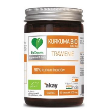 BeOrganic, Turmeric BIO 90% 500 mg, 50 capsule