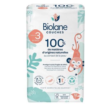 Biolane Naturals Scutece ecologice 4-9 kg Mărimea 3 52pcs