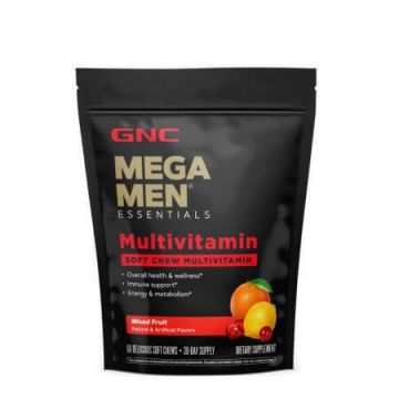 Caramele pentru barbati cu aroma de fructe asortate Soft Chews Multivitamin Mega Men, 60 bucati, GNC