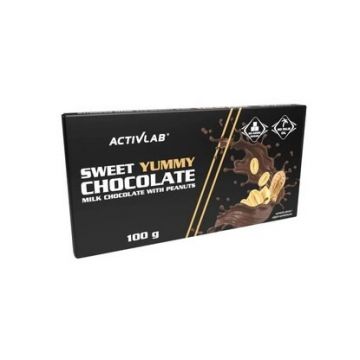 Ciocolată dulce Yummy, ciocolată cu lapte cu nucă arhaică, 100 g