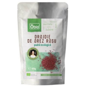 Drojdie de orez rosu pudra ecologica, 60 g, Obio