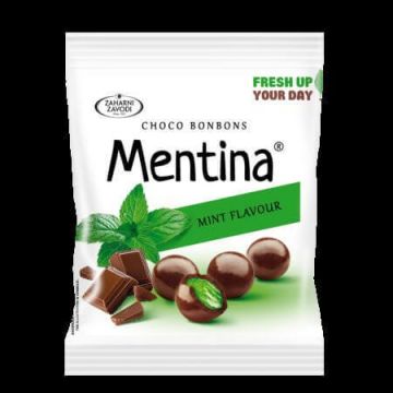 Jeleuri cu aroma de menta invelite in ciocolata neagra Choco Bonbons Mentina, 80 g, Zaharni Zavodi
