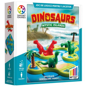Joc de logica cu 80 de provocari Dinosaurs Mystic Islands, 6 ani+, Smart Games