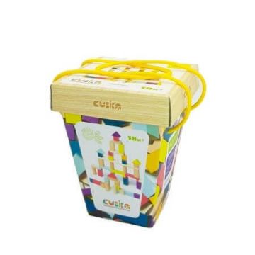 Joc din lemn Set 50 de piese de constructie, Cubika