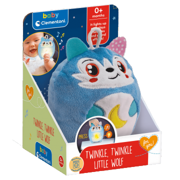 Jucarie de plus cu lumina de noapte si sunete, 0 luni+, Lup, Clementoni