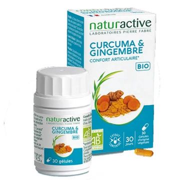 Naturactive Organic turmeric și ghimbir Sănătate articulară 30 capsule