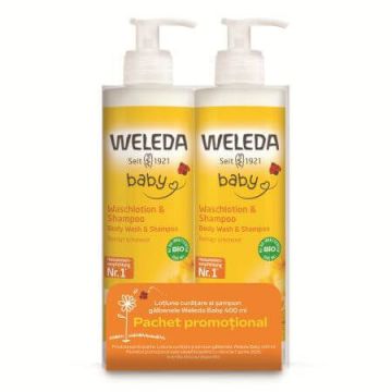 Pachet lotiune de curatare si sampon, 2 x 400 ml, Weleda