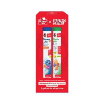 Pachet Magneziu 375 + B1 + B6 + B12  15 comprimate efervescente + Imunitate 15 comprimate efervescente, Doppelherz x Electric Castle