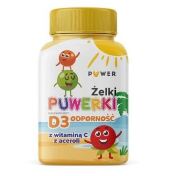 Puwerki D3 Imunitate geluri cu vitamina C din acerola, 50 bucăți