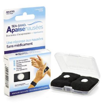 Seaband Acupressure manșete pentru adulți, negru Greață X2