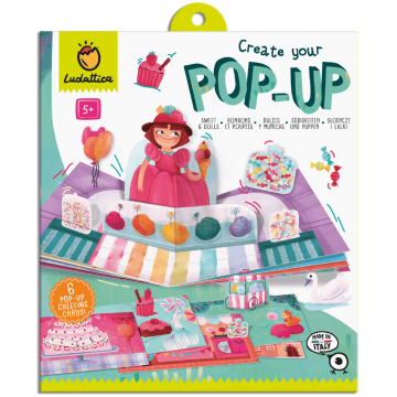 Set de constructie felicitari Pop-Up, 5 ani+, Dulciuri, Ludattica