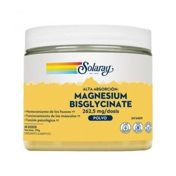 Solaray Bisglycinate Magnesiu pulbere 179g