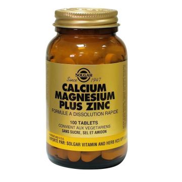 Solgar Calcium, Magneziu și Zinc Plus Os et Cartilages Vitalité 100 comprimate