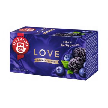 Teekanne World of Fruits Love Tea Blueberry amp; Blackberry, 20 pliculețe