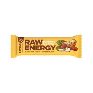 Baton proteic cu arahide si curmale, 50g, Raw Energy, Bombus