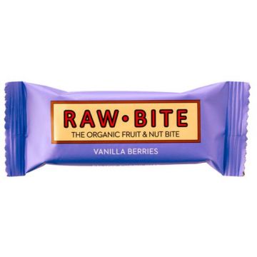 Baton vegan cu fructe de padure Vanilla Berries, 50g, Raw Bite