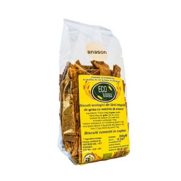 Biscuiti integrali cu seminte de anason Bio, 200g, Ecomania