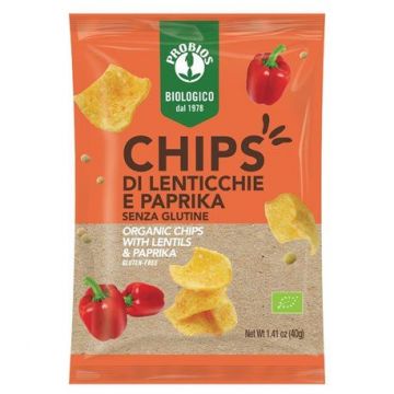 Chipsuri fara gluten cu linte si paprika, 40g, Probios