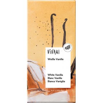 Ciocolata alba cu vanilie Bio, 80g, Vivani