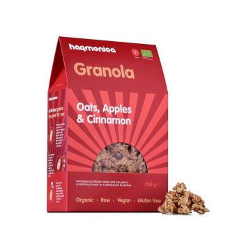 Granola cu ovaz + mere si scortisoara Bio, 250g, Harmonica