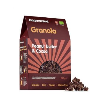 Granola cu unt de arahide si cacao Bio, 250g, Harmonica