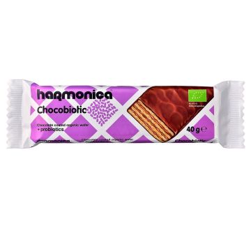 Napolitana invelita in ciocolata cu probiotice Bio, 40g, Harmonica