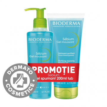 Pachet Sebium Gel spumant, 2x200ml, Bioderma