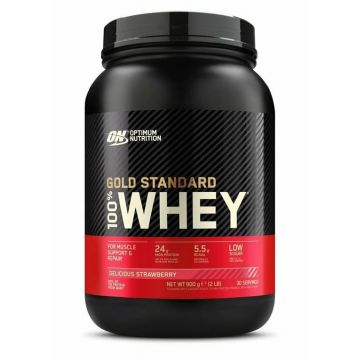 Pudra proteica proteine din zer  Gold Standard 100% Whey Capsuni, 908g, Optimum Nutrition