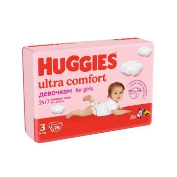 Scutece Girl Ultra Comfort, Nr.3, 5 -9 Kg, 78 bucati, Huggies