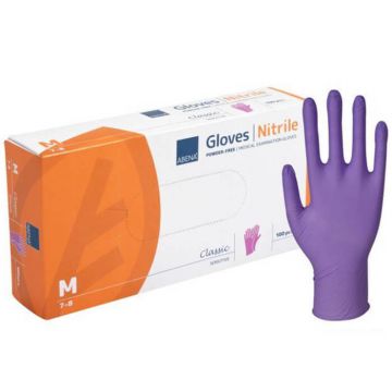 Abena, mănuși din nitril, nesterile, fără pudră, violet, mărimea M, 100 bucăți