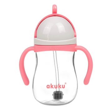 AKUKU, sticlă de paie cu greutate, roz, 280 ml