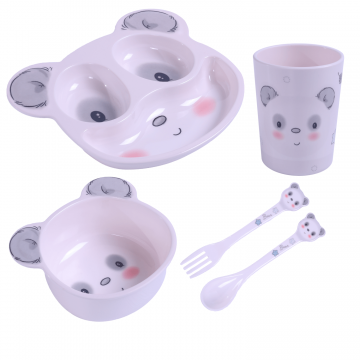 Bocioland, set veselă melamină pentru copii, panda, 5 bucăți