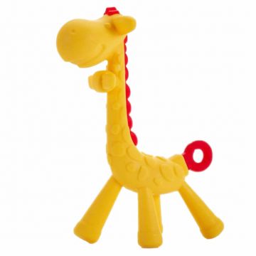 Bocioland, silicon mușcătură cu lovituri, girafă galben și roșu, de la 3 luni, 1 buc.