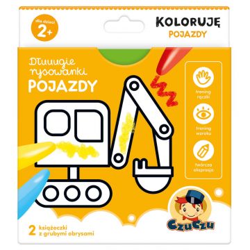 CzuCzu Carte de colorat cu desen lung Sunt vehicule de colorat, 2 cărți pentru copii, de la 2 ani