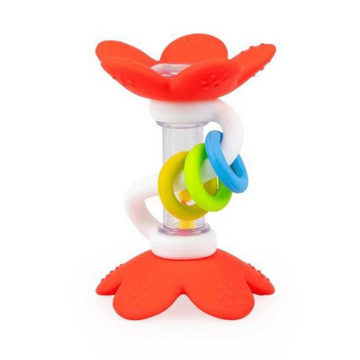 Dumel GiliGums, zornăitor cu teether, Flori roșii, de la 3 luni, 1 buc
