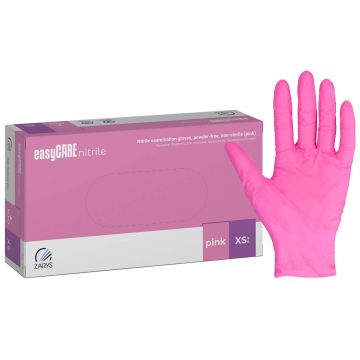 EasyCare Nitrile, mănuși din nitril, nesterile, fără pudră, roz, mărimea XS, 100 bucăți