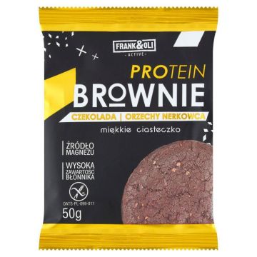 Frank&Oli Protein Brownie, fursec moale, ciocolată + nuci de caju, 50 g