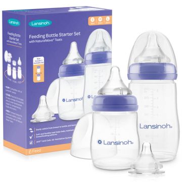 Lansinoh, kit de pornire, biberoane cu tetine NaturalWave