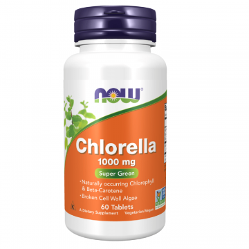 Now Foods Chlorella 1000 mg, 60 comprimate vegane
