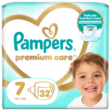 Pampers Premium Care, scutece, mărimea 7, 15+ kg, 32 buc