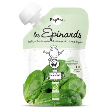 Piure cu spanac 4-6 luni Bio, 120g, Popote