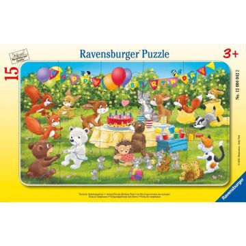 Puzzle tip rama - Petrecerea aniversara a animalutelor, 3 ani+, 15 piese, Ravensburger