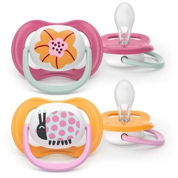 Set 2 Suzete Ultra Air SCF080/27 Ortodontice fara BPA 6-18luni Multicolor