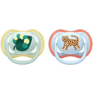 Set 2 Suzete Ultra Air SCF087/02 Ortodontice fara BPA 0-6luni Multicolor
