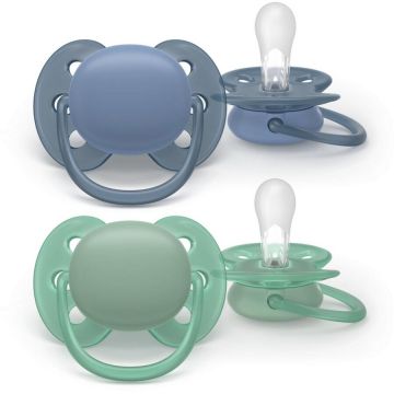 Set 2 Suzete Ultra Soft SCF091/42 Ortodontice 0-6luni Albastru