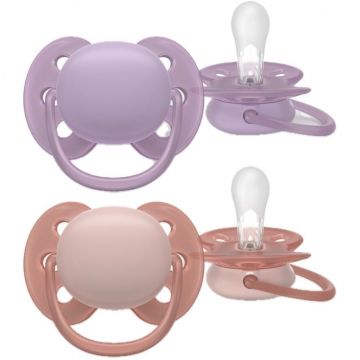 Set 2 Suzete Ultra Soft SCF091/43 cu Disc Flexibil Ortodontice fara BPA 6-18luni Colorat