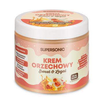 Supersonic, cremă de alune, aromă de ciocolată albă cu caramel sărat și bucăți de nuci, 160 g