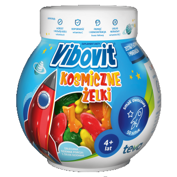 Vibovit Cosmic Jelly, peste 4 ani, aromă de fructe, 50 bucăți
