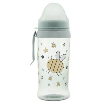 Biberon Anticurgere cu Clips si Tetina Lata Protejeaza Gingiile 6 Luni+ 360Ml My Friend Iceberg Green