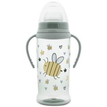 Biberon Anticurgere cu Manere cu Tetina Lata Protejeaza Gingiile 6 Luni+ 360ml My Friend Iceberg Green